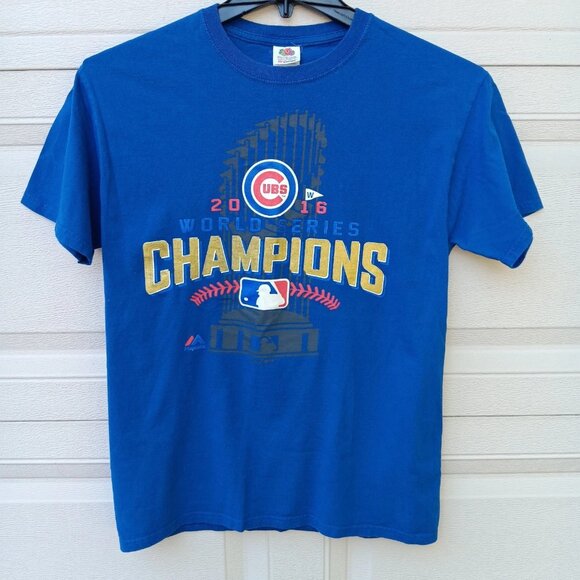 Chicago Cubs 2016 World Series Champions‎ T Shirt Majestic MLB Baseball Tee M - Picture 2 of 5